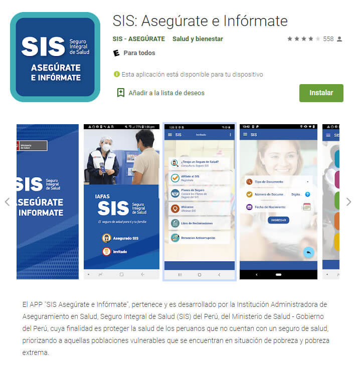 App SIS: Asegúrate e Infórmate